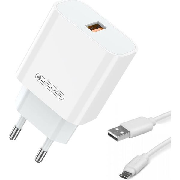 Ładowarka Jellico Ładowarka Sieciowa 22,5W QC3.0 USB + Kabel USB - micro USB Jellico AK165 białe