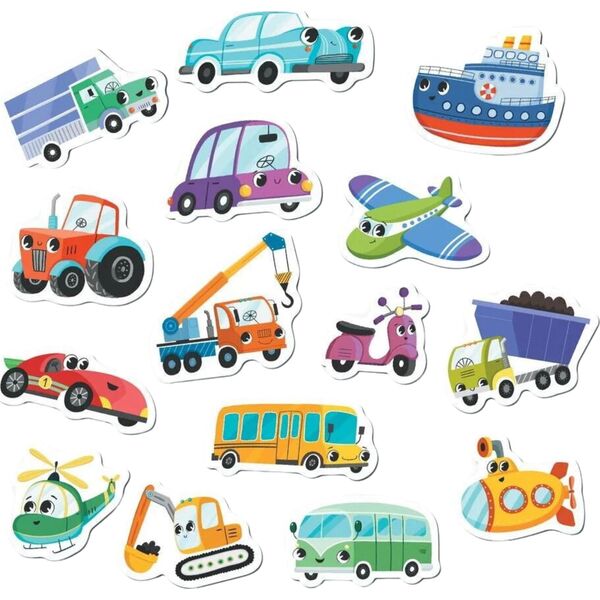 Dodo ZESTAW MAGNESÓW "TRANSPORT" 15 ELEMENTÓW KOLOROWYCH MAGNESÓW ZESTAW POJAZDY