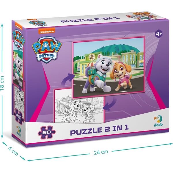 Dodo PUZZLE 2w1 PSI PATROL 60 ELEMENTÓW KOLOROWANKA I UKŁADANKA W JEDNYM