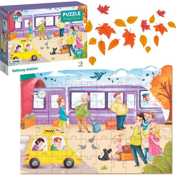 Dodo PUZZLE "DWORZEC KOLEJOWY" KOLOROWA UKŁADANKA 60 ELEMENTÓW DLA NAJMŁODSZYCH