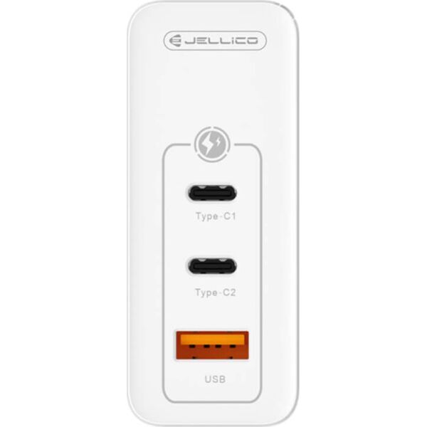 Ładowarka Jellico Ładowarka Sieciowa GaN 100W 1x QC3.0 USB + 2x PD USB-C Jellico C118 biała
