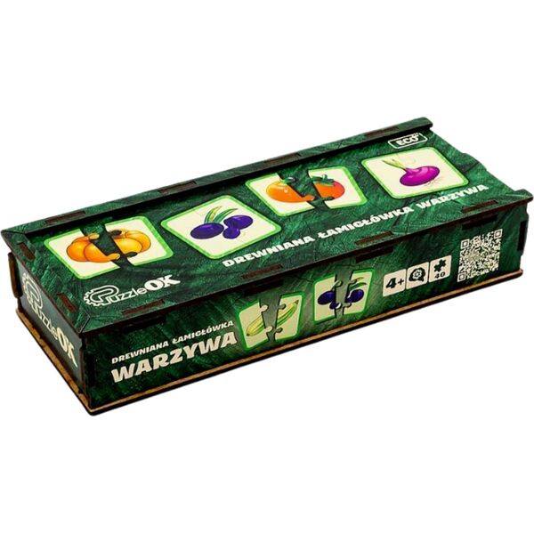PuzzleOK Drewniana Łamigłówka Warzywa Łączenie Połówek Zestaw Puzzle Układanka