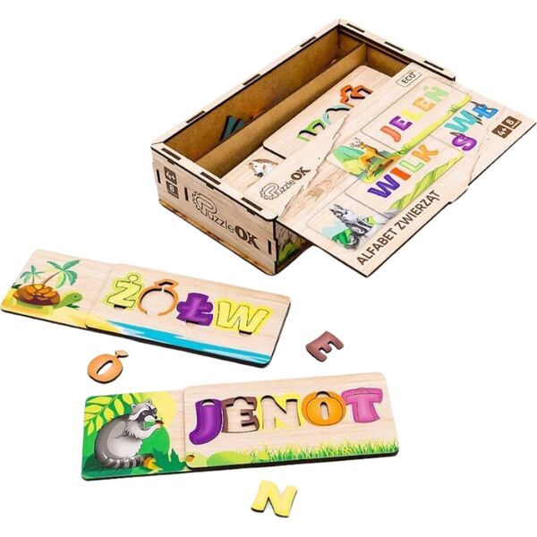 PuzzleOK Puzzle Układanka Alfabet Zwierząt Nauka Pisania Czytania Zwierzęta