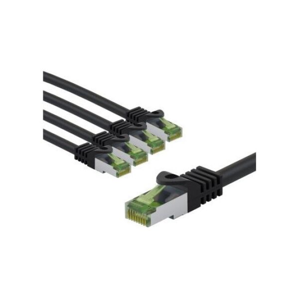 Goobay Kabel krosowy CAT 8.1 z certyfikatem GHMT, S/FTP (PiMF), 5 m, czarny, zestaw 5 - Długość kabla 5 m