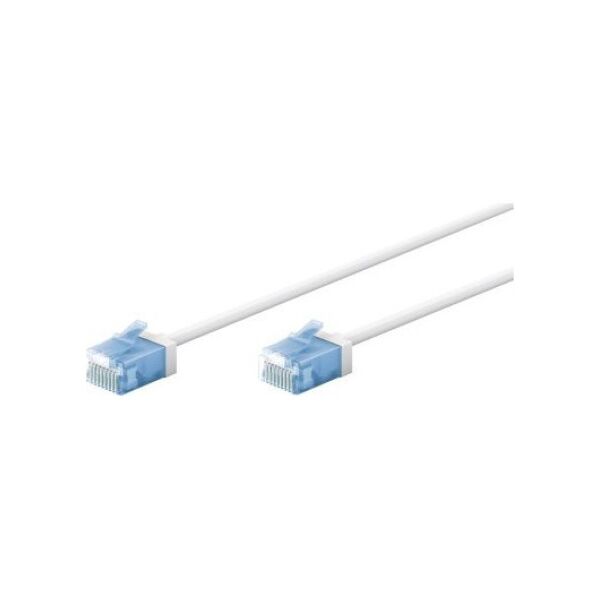 Goobay Ultra-elastyczny CAT 6A kabel krosowy, slim, U/UTP, biały - Długość kabla 0.25 m