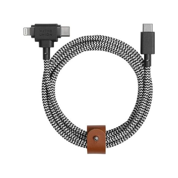 Kabel USB Native Union USB-C - USB-C + Lightning 1.5 m Czarno-biały (BELT-CCL-ZEB-NP)