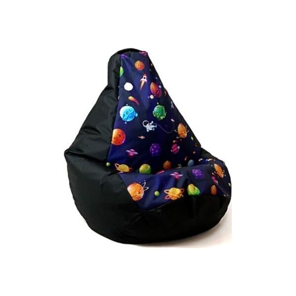 Go Gift Pufa worek sako GRUSZA DRUK czarny-planety XL 130x90