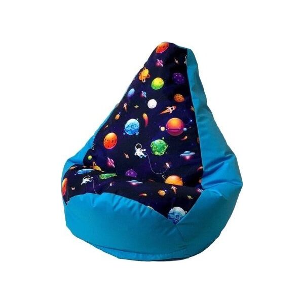 Go Gift Pufa worek sako GRUSZA DRUK niebieski-planety XL 130x90