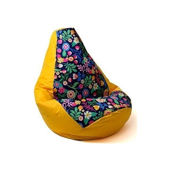 Go Gift Pufa worek sako GRUSZA DRUK żółty-kwiat L 105x80