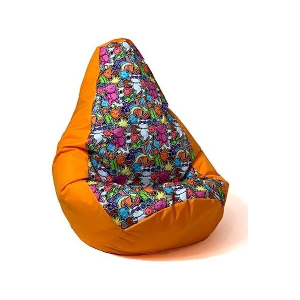 Go Gift Pufa worek sako GRUSZA DRUK pomarańcz-bajkowy2 XXL 140x100