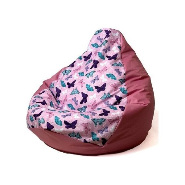 Go Gift Pufa worek sako GRUSZA DRUK ciemny róż-motyle XL 130x90