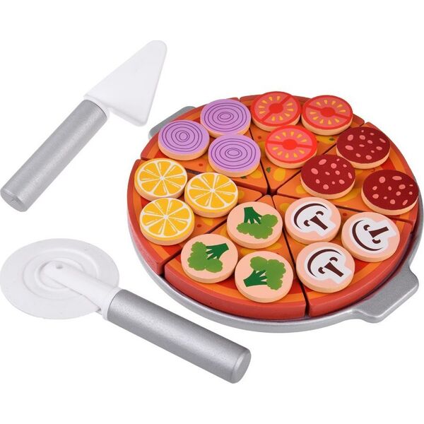 Jokomisiada Pizza drewniana do krojenia 16,5 cm na rzep dodatki 27 ele ZA4689