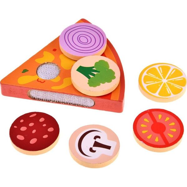 Jokomisiada Pizza drewniana do krojenia 16,5 cm na rzep dodatki 27 ele ZA4689