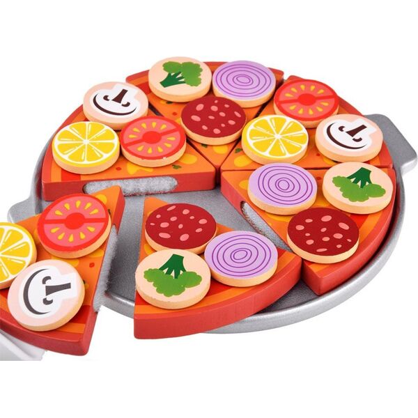 Jokomisiada Pizza drewniana do krojenia 16,5 cm na rzep dodatki 27 ele ZA4689