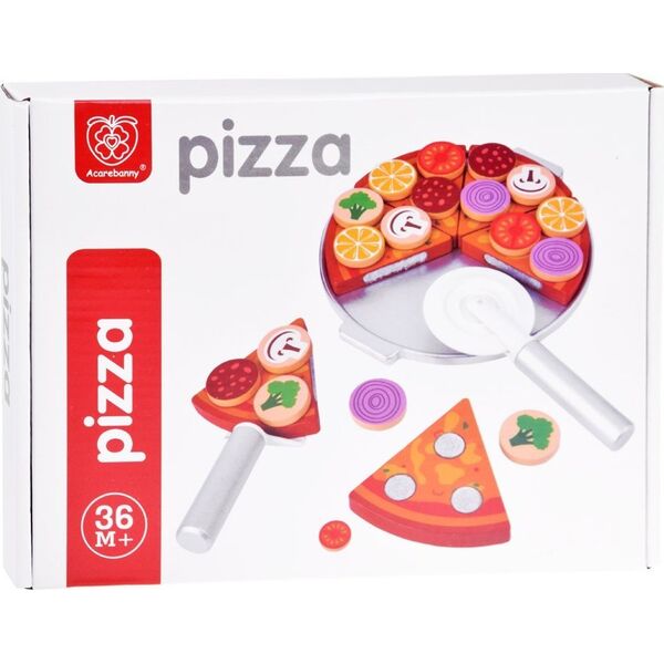 Jokomisiada Pizza drewniana do krojenia 16,5 cm na rzep dodatki 27 ele ZA4689