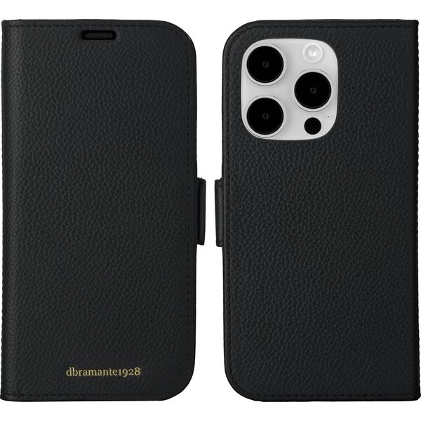 dbramante New York - 2-in-1 Leather Wallet for iPhone 15 Pro - Night Black