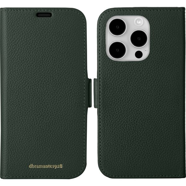 dbramante New York - 2-in-1 Leather Wallet for iPhone 15 Pro Max - Evergreen