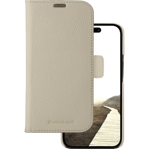 dbramante New York - 2-in-1 Leather Wallet for iPhone 15 - Sand Dune