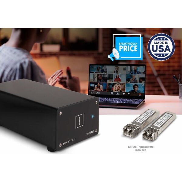 Sonnet Twin25G Thunderbolt Dual Port 25Gb Ethernet Adapter (SFP28s included)