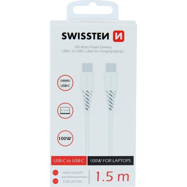 Kabel USB Swissten USB-C - USB-C 1.5 m Biały (71506520)