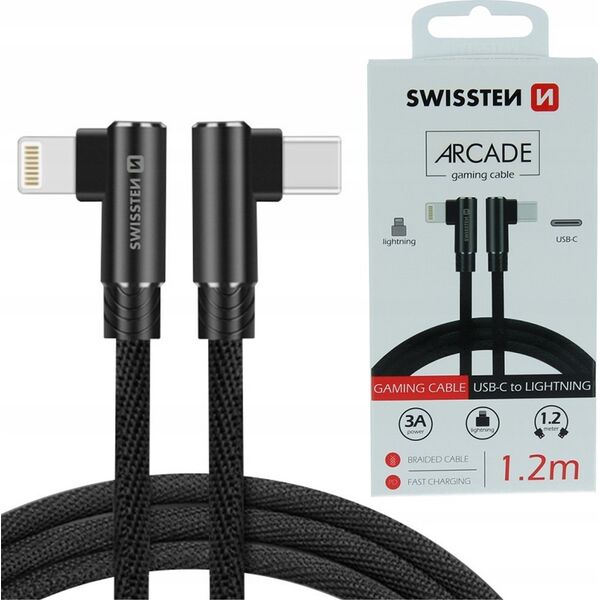 Kabel USB Swissten USB-C - Lightning 1.2 m Czarny (71529900)