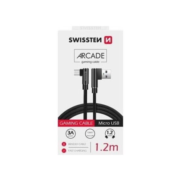 Kabel USB Swissten USB-A - microUSB 1.2 m Czarny (71527500)