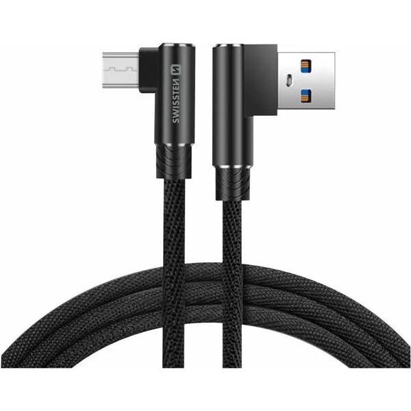 Kabel USB Swissten USB-A - microUSB 1.2 m Czarny (71527500)