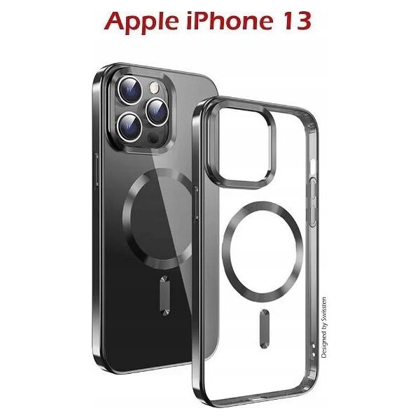 Swissten Clear Jelly Magstick Metallic for iPhone 13 Black