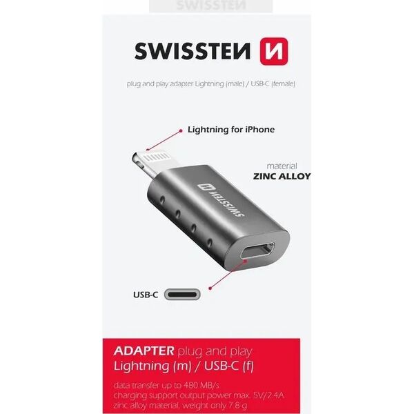 Adapter USB Swissten Adapter Lightning(M)/USB-C(F)