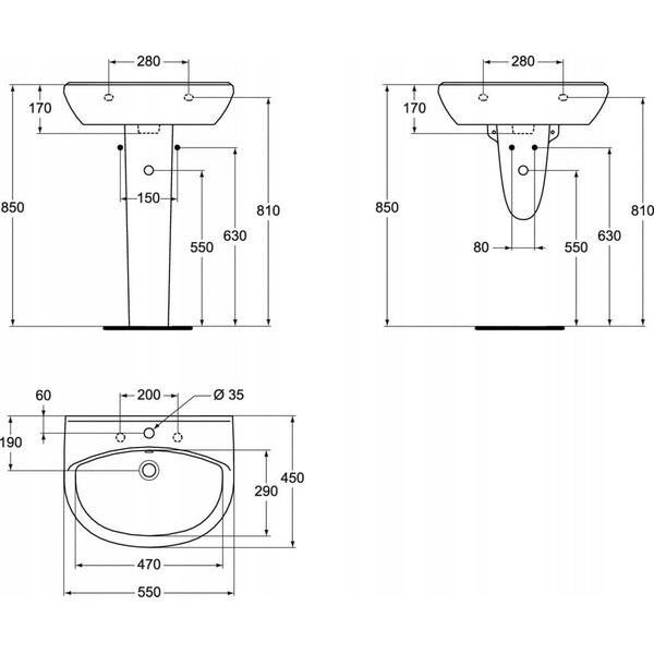 Vidima BASIN HUNG ULYSSE S 55X45 WHITE