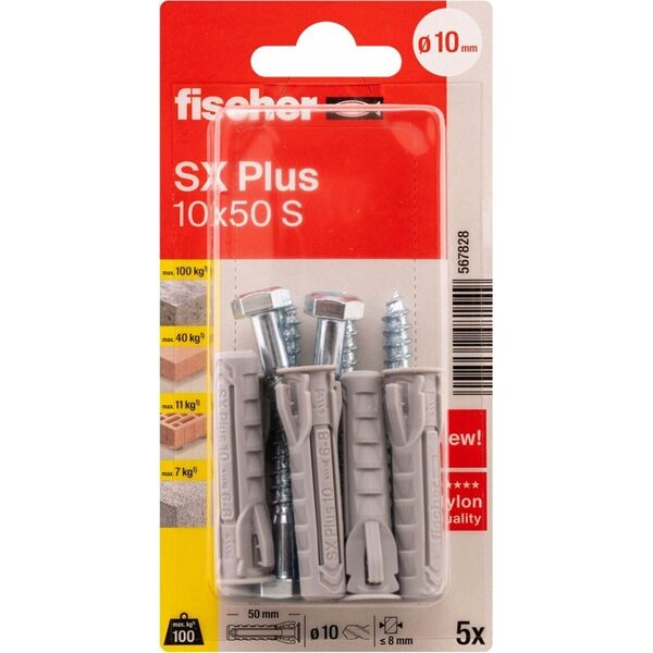 Fischer FISCHER dowels with screws SX Plus S, 10x50 mm, 5 pcs.
