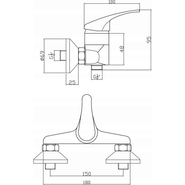 Bateria prysznicowa Ferro Shower faucet FERRO DASIC BBD77, with shower set, chrome