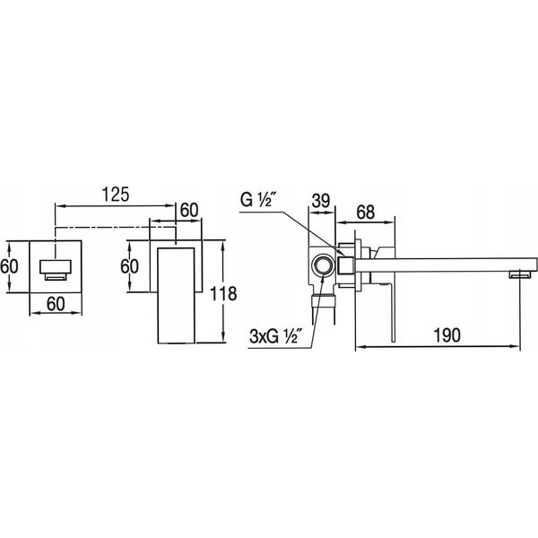 Bateria umywalkowa Blue Water Concealed washbasin faucet Blue Water Toronto TOR-BPU.110