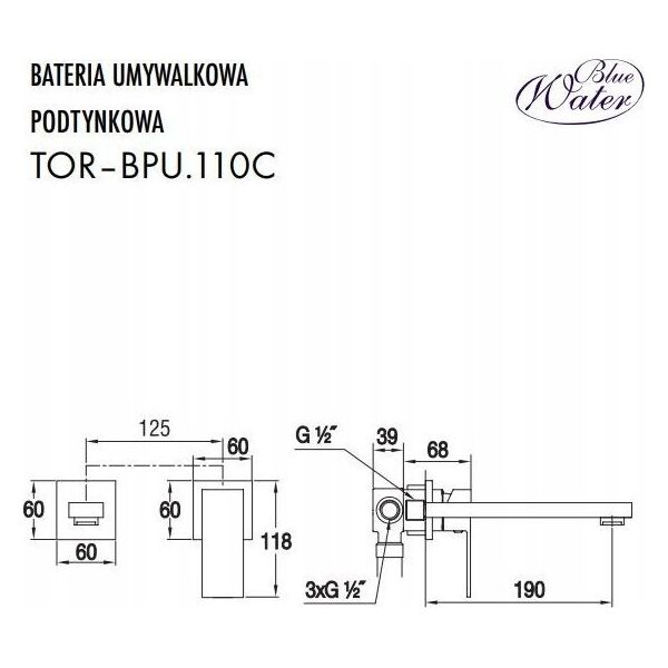 Bateria umywalkowa Blue Water Concealed washbasin faucet Blue Water Toronto TOR-BPU.110