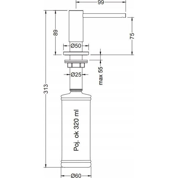 Blue Water Dispenser for washing machine Blue water Alfa, chrome