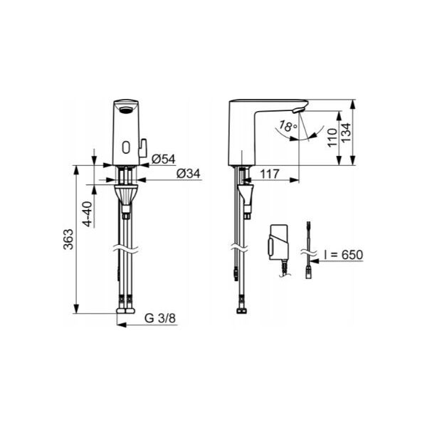 Bateria umywalkowa Oras Contactless washbasin mixer Oras Electra 9200FZ (with Bluetooth)