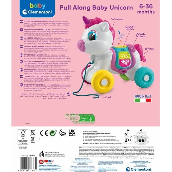 Clementoni TOY PULL ALONG BABY UNICORN 17813