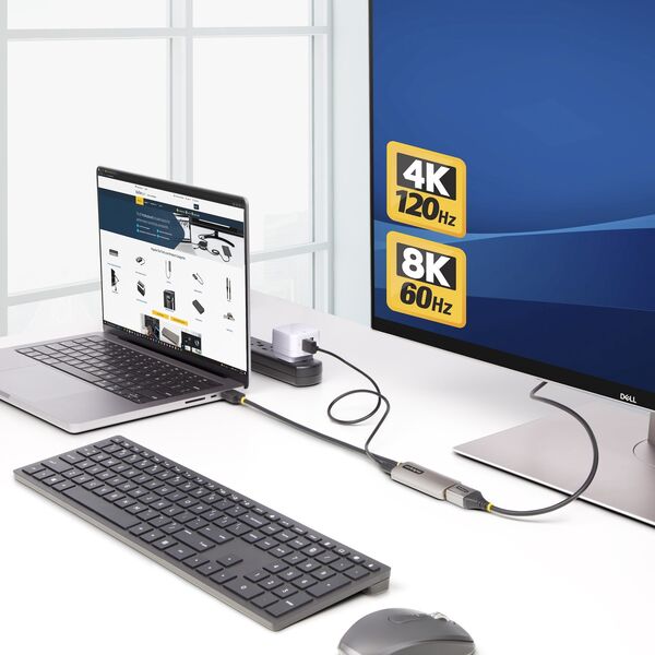Adapter AV StarTech StarTech 148B-HDMI-DP-8K adapter kablowy 0,3 m HDMI Typu A (Standard) DisplayPort Czarny, Srebrny