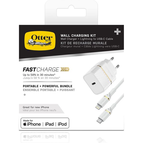 Ładowarka OtterBox OtterBox EU Wall Charger 20W USB-C, PD+USB C-Lightning 1m, wht