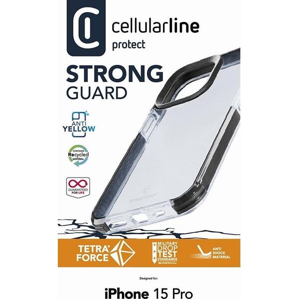 Cellular Line Cellularline Strong Guard Case   iPhone 15 Pro Clear