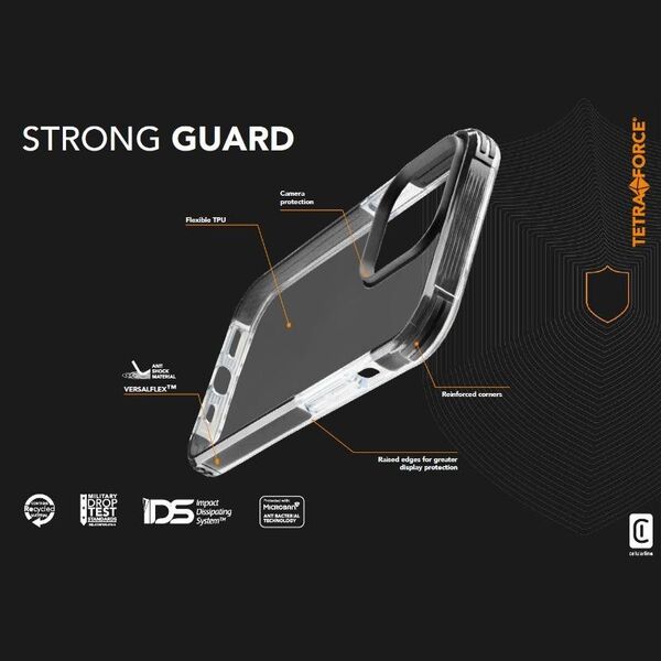 Cellular Line Cellularline Strong Guard Case   iPhone 15 Pro Clear