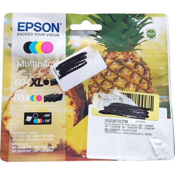Tusz Epson Epson 604/604XL Multipack - 4er-Pack - XL (Schwarz) + Standard-Kapazitat - Schwarz, Gelb, Cyan, Magenta - original - Blister mit RF- / akustischem Alarmsignal - Tintenpatrone - fur Expression Home XP-2200, 2205, 3200, 3205, 4200, 4205, WorkForc