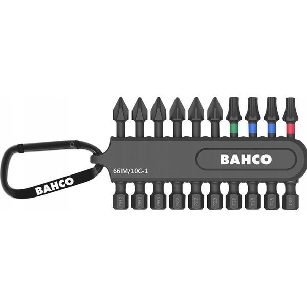 Bahco Bahco Smūginių antgalių rinkinys 50mm, 10vnt, su karabinu, PH,PZ,TORX