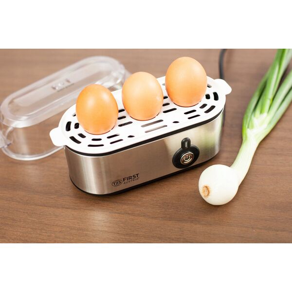 Jajowar First TZS First Austria Egg Boiler, Stainless Steel, 210W, Buzzer, 3 Eggs FA-5115-2