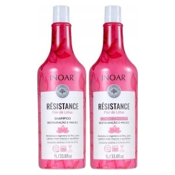 Inoar INOAR Resistance Flor de Lotus Duo Kit - plaukus drėkinantis priemonių rinkinys 2x1000 ml