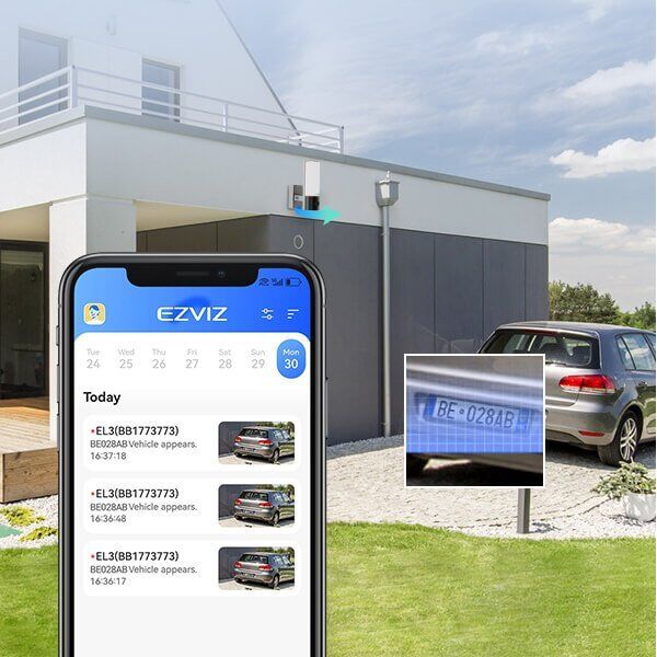 Kamera IP Ezviz Šviestuvas su kamera CS-EL3 (3WFL,2.8mm) EZVIZ Floodlight,Wi-Fi, 3MP,SD 512gb,AI human/auto detection,100-240VACt IP65,Singe light 780LM dimeriuojama, 3000-5700k