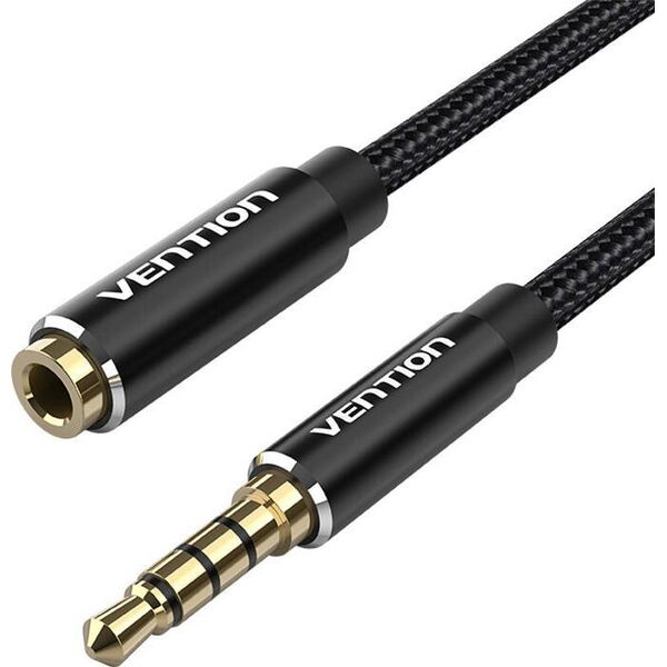 Kabel Vention Przedłużacz audio TRRS 3,5mm męski do 3,5mm żeński 1m Vention BHCBF czarny