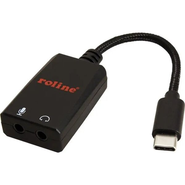 Roline ROLINE Adapter USB typu C - 2x 3,5 mm audio, męski/żeński, 0,13 m
