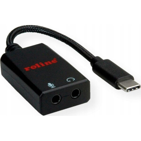 Roline ROLINE Adapter USB typu C - 2x 3,5 mm audio, męski/żeński, 0,13 m