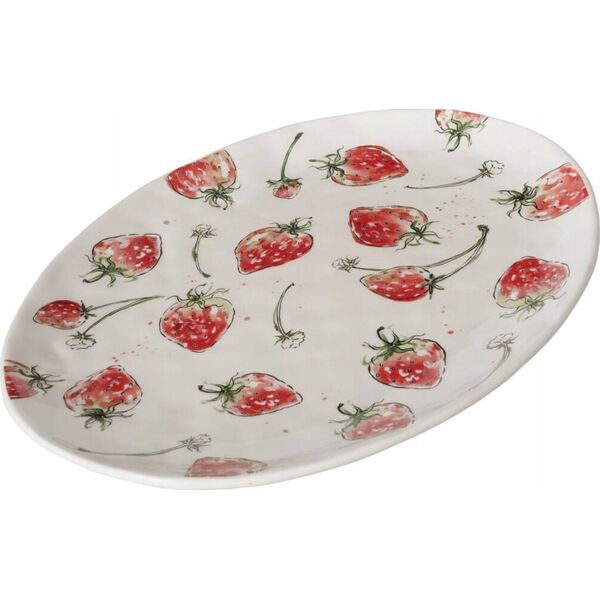 Boltze Półmisek ceramiczny STRAWBERRY, wzór w truskawki, 39 x 31 cm